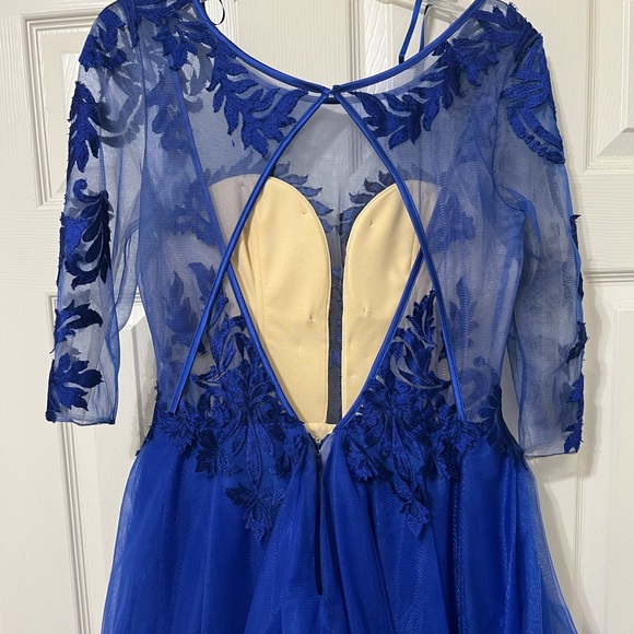 3/4 Lace Sheer Sleeve Royal Blue Gown Turkish Gown from Turkey - Picture 2 of 9